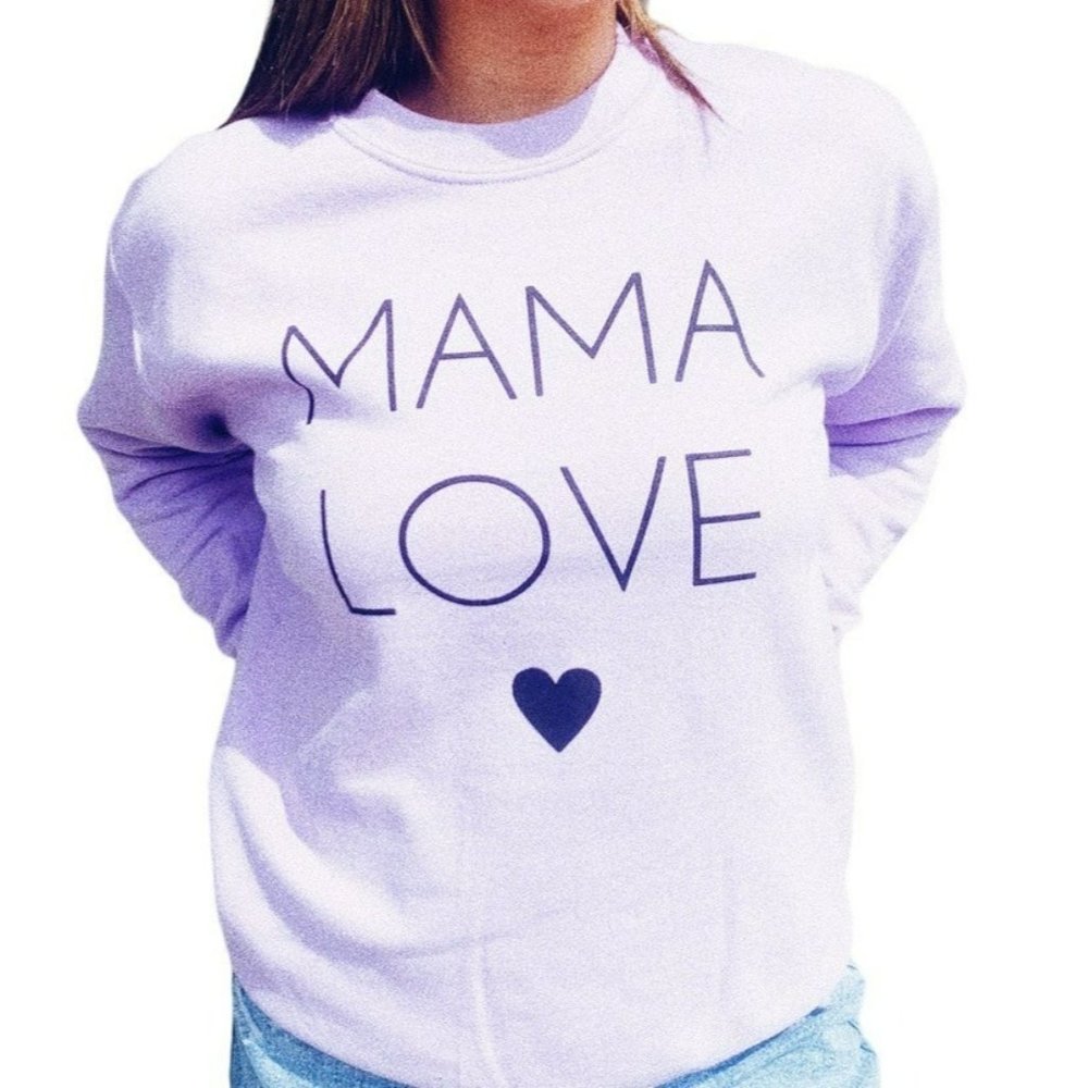 Alphia Mama Love Graphic Sweatshirt Lavender Purple Size Small NWT